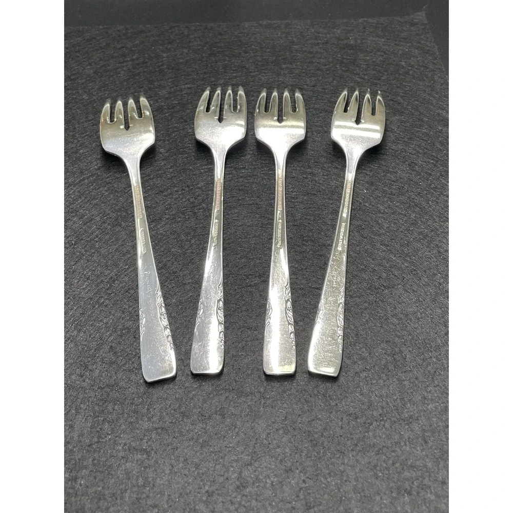 Vintage 1960s Rogers Oneida Proposal 1881 Silverplated Salad Dessert Forks Set 4